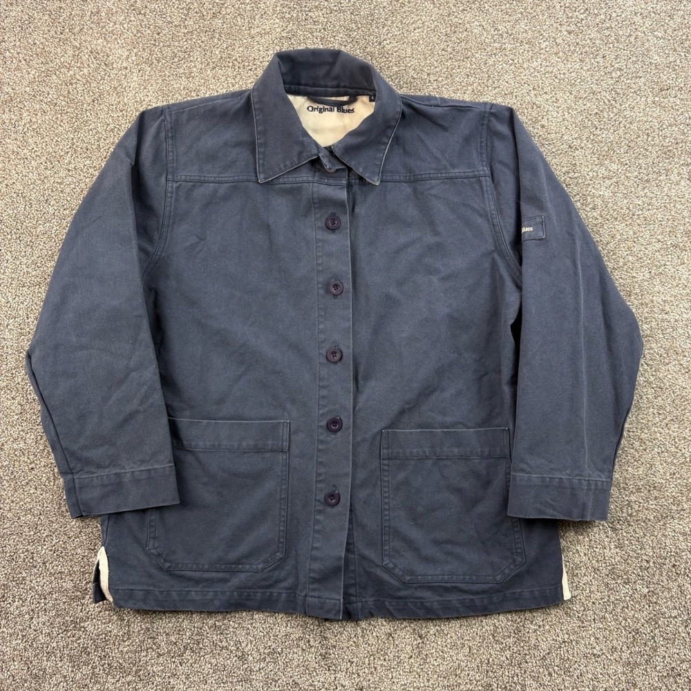 Original Blues Chore Jacket Mens Large Navy Blue Cotton Canvas Workwear Utility